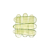 Creative pattern from thin slices of fresh natural organic cucumber vegetable on a white background, copy space. Top view.
