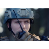 Modern Warfare Soldier Commander  Officer Talking Portable Radio Station and Give Orders Subdivision Squad