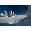 Wonderful Winter Landscape. Awesome Alpine Highlands in Sunny Day. Christmas holyday concept. Winter mountain forest. Snowy mountains and perfect blue sky. Amazing Nature background. postcard.