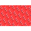 Horizontal health-care pattern from disposable plastic needles with red, green and blue liquid or vaccine on a red background with soft shadow. Flat lay.