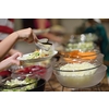 catering buffet food indoor in luxury restaurant with meat colorful fruits  and vegetables