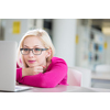 Pretty young college student in a library (shallow DOF; color toned image)