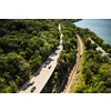 NYC road traffic seen from George Washington Bridge - shot with a tilt-shift lens for miniature effect