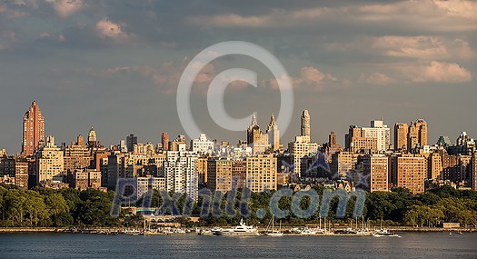 New York City NYC Manhattan Downtown Skyline, viewed from Jersey City, New Jersey, USA.
