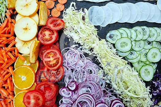 fresh healthy organic food mixed vegetables slice on black background fresh healthy organic food mixed vegetables slice on black background