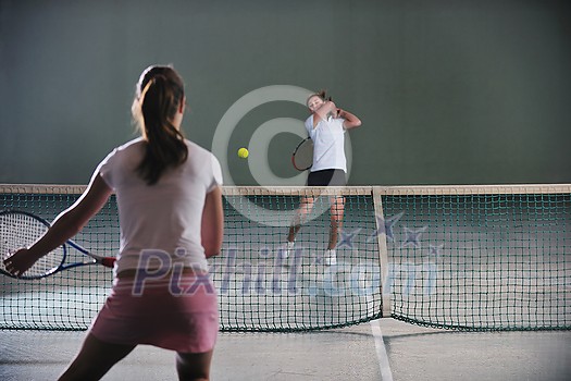 young girl exercise tennis sport indoor young girl exercise tennis sport indoor