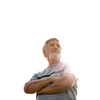 Happy senior man outdoors against the sky on a warm summer day