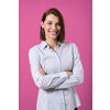 Portrati shot of beautiful blond businesswoman standing with arms crossed at isolated white background. Copy space.
