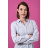 Portrati shot of beautiful blond businesswoman standing with arms crossed at isolated white background. Copy space.
