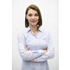 Portrati shot of beautiful blond businesswoman standing with arms crossed at isolated white background. Copy space.

