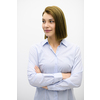 Portrati shot of beautiful blond businesswoman standing with arms crossed at isolated white background. Copy space.
