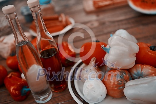 Vegetables. Fresh Bio Vegetable and meat Over wooden Background. Top view. Vegetables. Fresh Bio Vegetable and meat Over wooden Background. Top view.