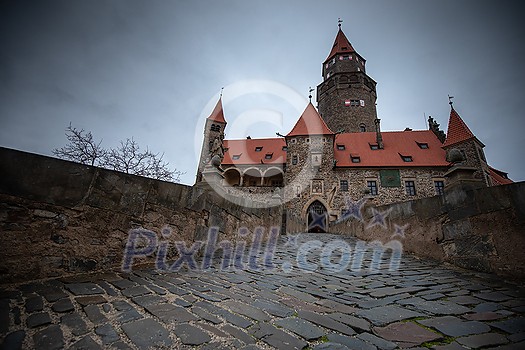 Medieval majestic and romantic gothic castle Bouzov, Czech republic Medieval majestic and romantic gothic castle Bouzov, Czech republic
