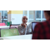 african americam modern muslim businesswoman portrait  wearing hijab at creative modern startup coworking open space office