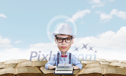Young funny man in glasses with big head Young funny man in glasses with big head