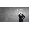Businesswoman hiding her face behind paper mask