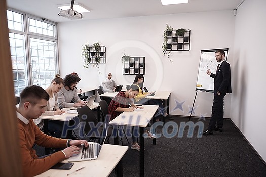 business education group of students at class or presentation business education group of students at class or presentation