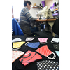 Homemade Manufacturing Of Protective Trendy Medical Face Mask. Tailor Woman Sewing With Machine At Home, Healthcare New Normal Concept In Coronavirus Covid19 Lockdown