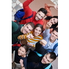 top view of happy young  group of  people showing their unity