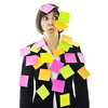 one frustrated young business woman with many of post it representing concept memory and frustration on work