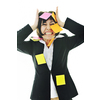 one frustrated young business woman with many of post it representing concept memory and frustration on work