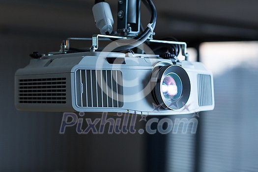 Modern laser projector in a conference room . LCD Projector technology video presentation Modern laser projector in a conference room . LCD Projector technology video presentation