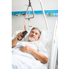 Senior male patient in a modern hospital (shallow DOF; color toned image)