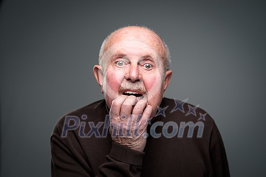 Senior man lonely at home, anxious/afraid to go out - self isolation/ quarantine due to COVID-19/ Coronavirus social distancing/prevention concept Senior man lonely at home, anxious/afraid to go out - self isolation/ quarantine due to COVID-19/ Coronavirus social distancing/prevention concept
