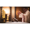 Priests during a mass/wedding ceremony/nuptial mass (shallow DOF; color toned image)