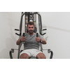 Struggling with age. Confident senior man exercising in the health club. Selective focus. High-quality photo