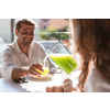 Senior couple eating a healthy breakfast together early in the morning in a luxury house. Selective focus. High-quality photo
