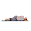 Pregnancy yoga exercise - pregnant woman doing yoga asana Parsva Savasana Side Fetal Pose or Side Lying Corpse Pose isolated on white background