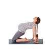 Pregnancy yoga exercise - pregnant woman doing yoga asana Ustrasana Camel Pose isolated on white background