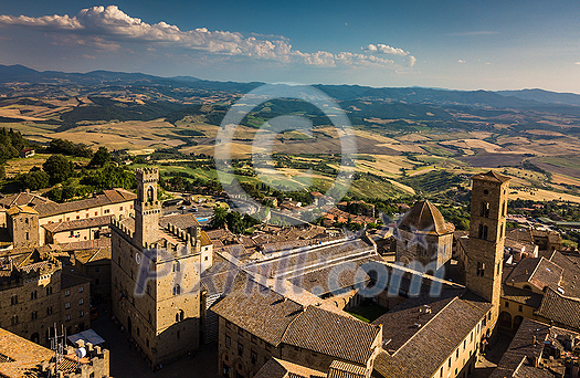 Spectacular aerial view of the old town of Volterra in Tuscany, Italy Spectacular aerial view of the old town of Volterra in Tuscany, Italy