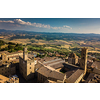 Spectacular aerial view of the old town of Volterra in Tuscany, Italy