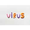 Virus word formed of vivid plasticine on white background.