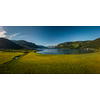 The panorama with Kitzsteinhorn(Tauern Alps) and Zell am See in the Zell am See-Kaprun region, Austrian Alps, Salcburgerland