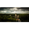 Aerial view of the Okor castle ruins, Czech Republic