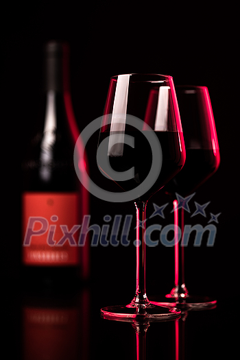 Bottles of quality red wines shot with shallow DOF; color toned image Bottles of quality red wines shot with shallow DOF; color toned image