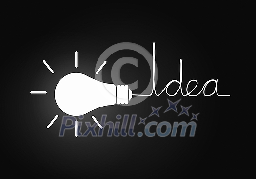 Abstract image with drawn light bulb on gray background Abstract image with drawn light bulb on gray background