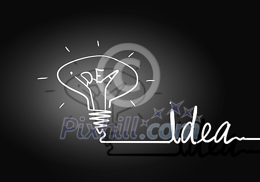 Abstract image with drawn light bulb on gray background Abstract image with drawn light bulb on gray background