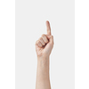 Numeric count on fingers, male hand in vertical position with one, 1, first, D letter finger alphabet sign language isolated on white background. Alphabet fingers concept.