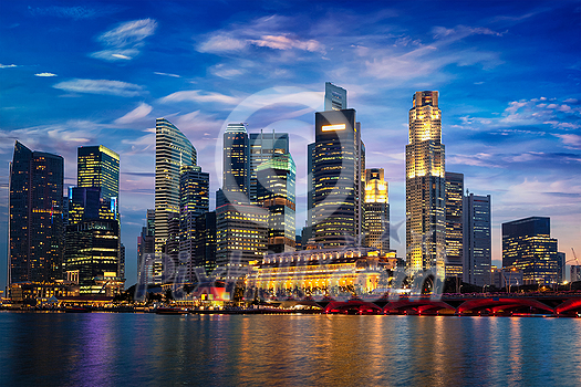 Singapore skyline and river in the evening Singapore skyline and river in the evening