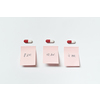 Red and white pharmaceutical pills and sticky notes with medication time over white background.