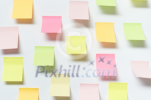 Blank colorful sticky notes with shadow over white background. Blank colorful sticky notes with shadow over white background.