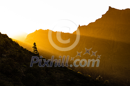 Early morning in Masca valley, Tenerife, Spain - High Repolution Panoramic Image Early morning in Masca valley, Tenerife, Spain - High Repolution Panoramic Image