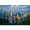 Famous view of Hong Kong - Hong Kong skyscrapers skyline cityscape view from Victoria Peak on sunset. Hong Kong, China