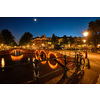 Night view of Amterdam cityscape with canal, bridge and medieval houses in the evening twilight illuminated. Amsterdam, Netherlands