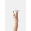 Numeric count on fingers, female outer hand in vertical position with sixth, 6, six, W in finger alphabet isolated on white background. American sign language. Counting fingers concept.
