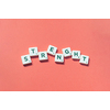 Strength word formed of scrabble blocks on red background. Creative template with copy space.